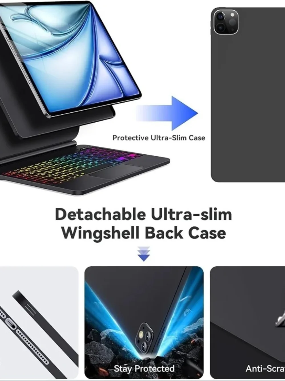iPad Air 13 M4 M3 M2 Keyboard Case Pro 12.9 Backlit Trackpad Magnetic Stand